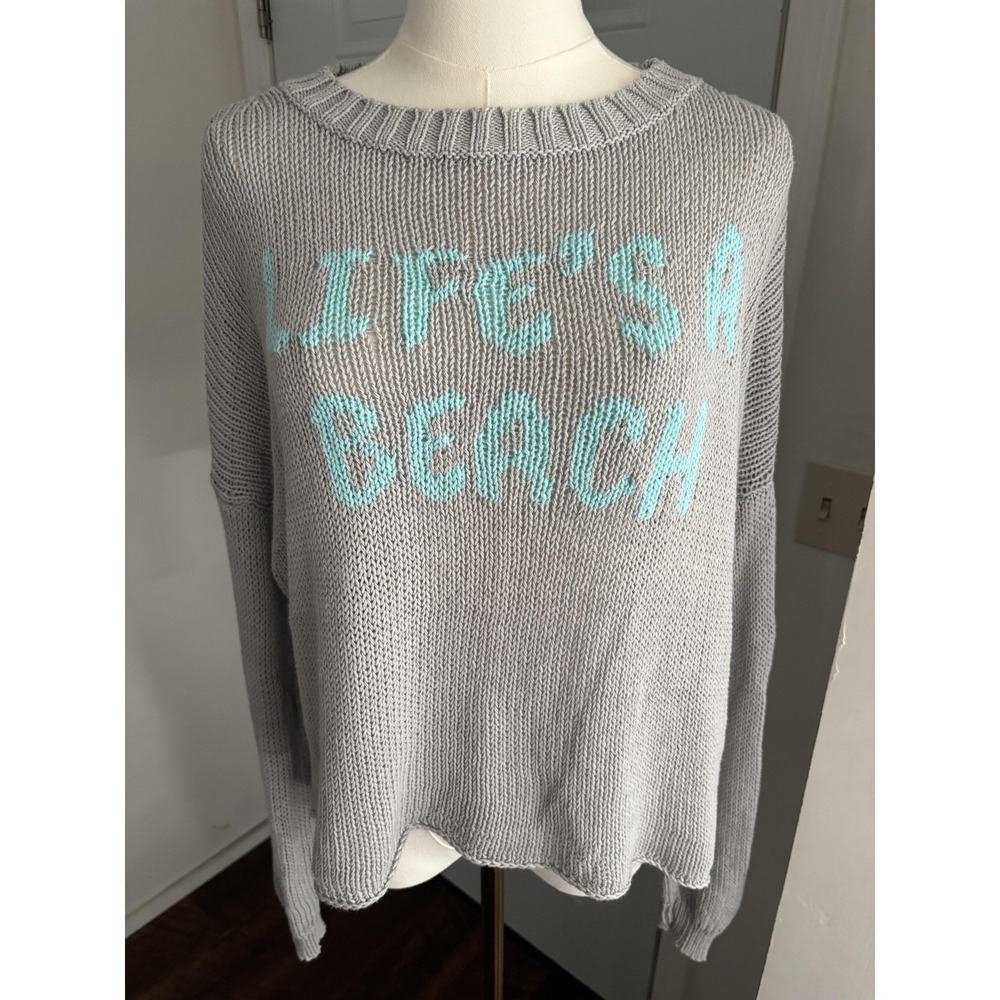 Wooden‎ Ships Sweater Womens S/M Gray Lightweight Open Knit Beach Pullover